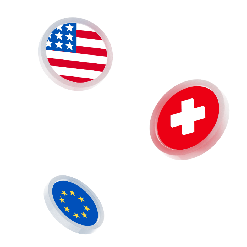 3 currencies USD, EUR, CHF